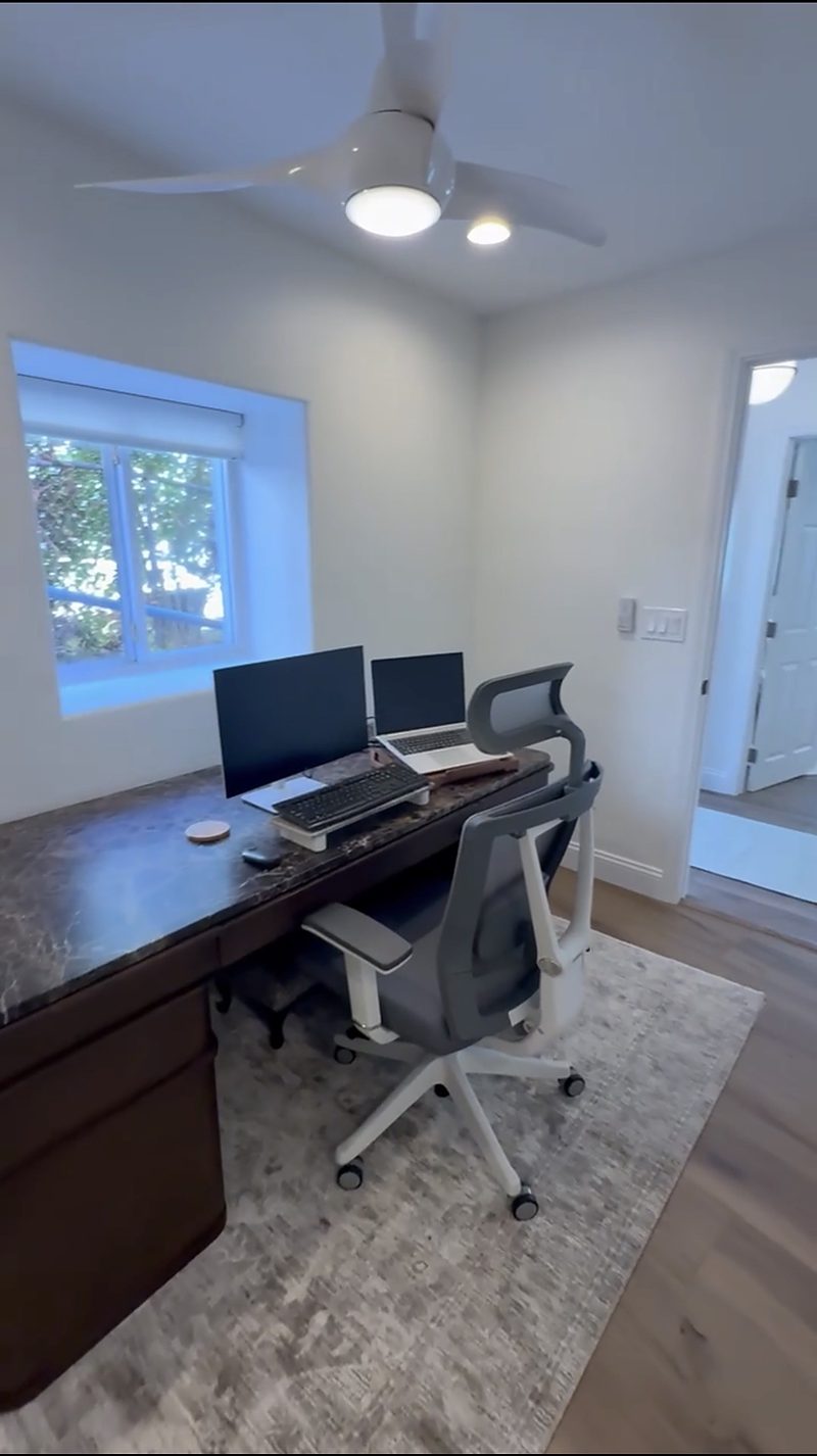 After: the private home office with a desk at the window, by KDC Interiors